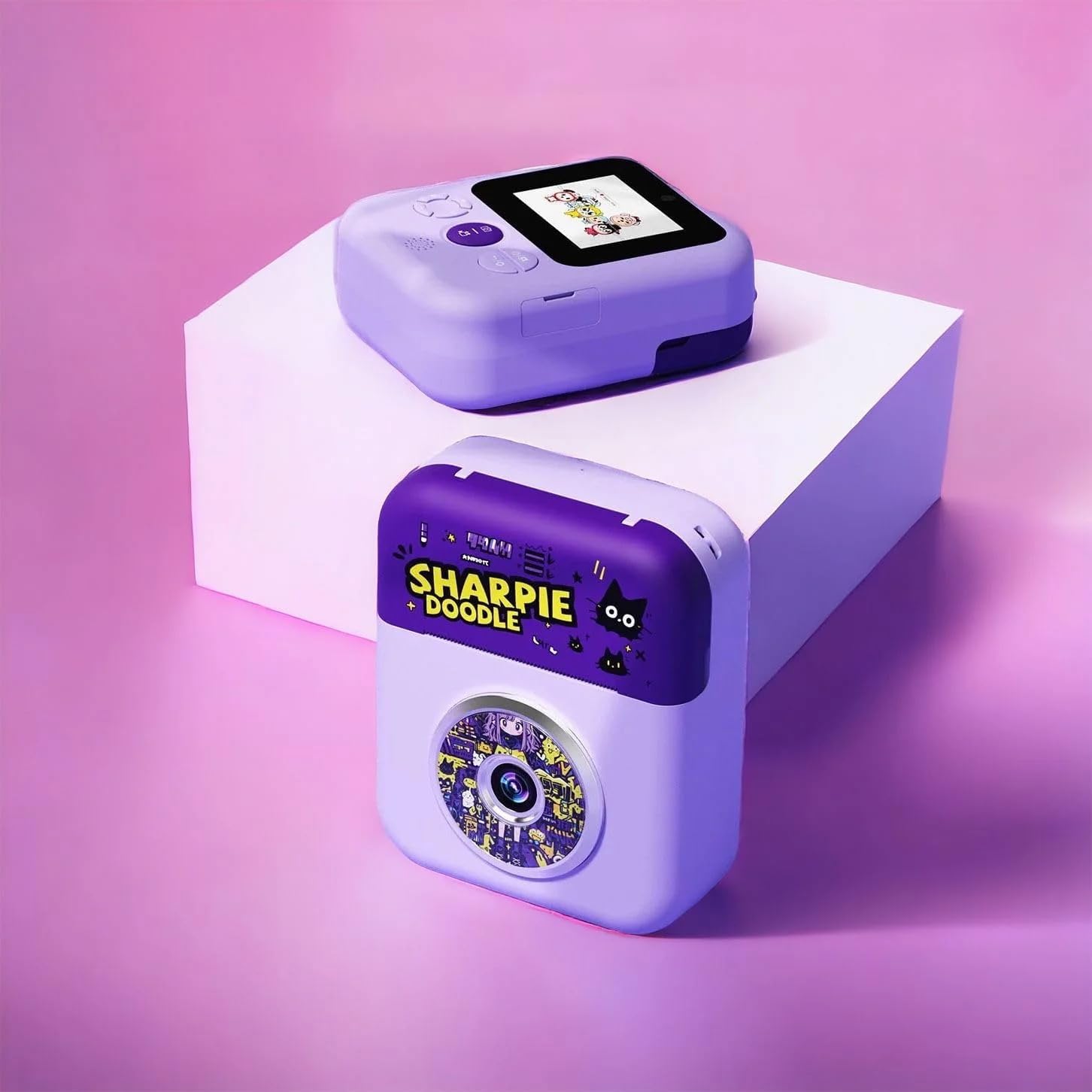 Kids Instant Print Camera : 40MP Selfie Camera with 2.8" IPS Screen, 1080P Video, Non-Ink Print Paper, 18 Photo Frames, and DIY Color Pens for Boys and Girls!(Purple)