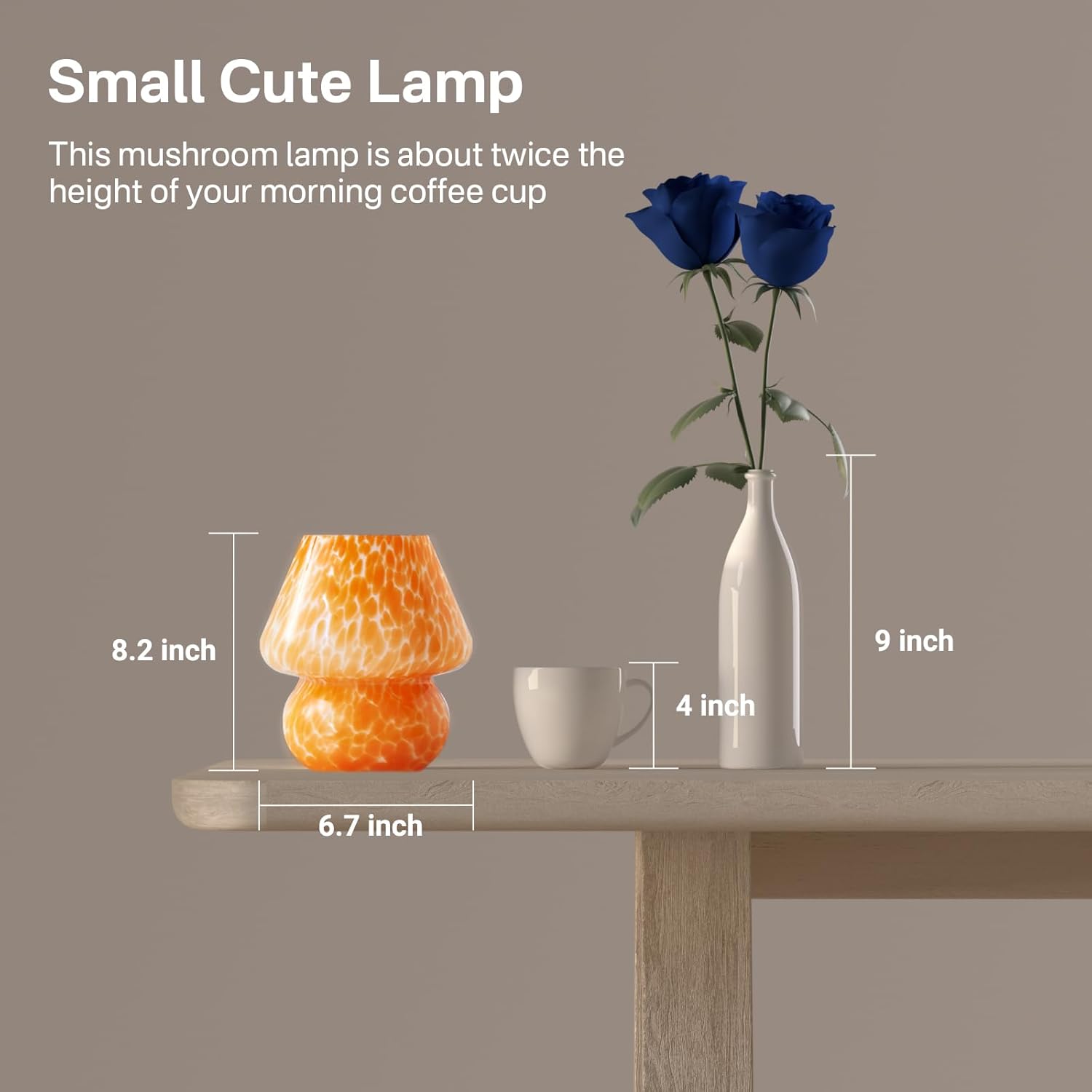 Mushroom Lamp Table Lamp for Bedroom,Small Desk Bedside Lamps for Living Room,Mushroom Decor Cute Mini Modern Mid Century Lamps for Night Stands,Aesthetic Home Living Room Decor(Flame Orange)