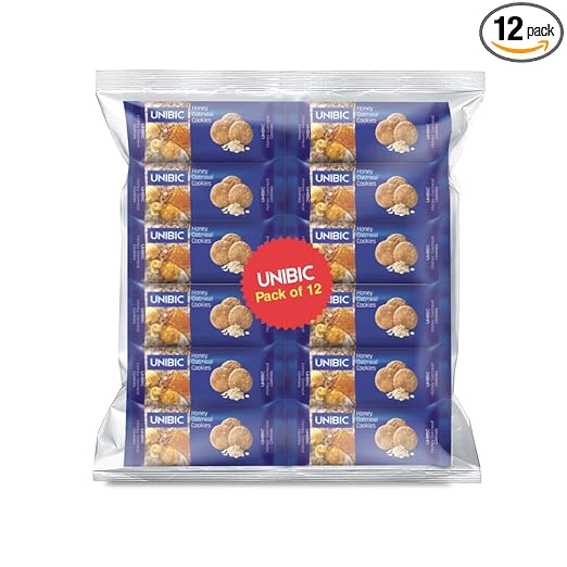 UNIBIC Cookies, Honey Oatmeal, 75g ( Pack of 12) | Oatmeal Cookies | Honey Oatmeal Cookies