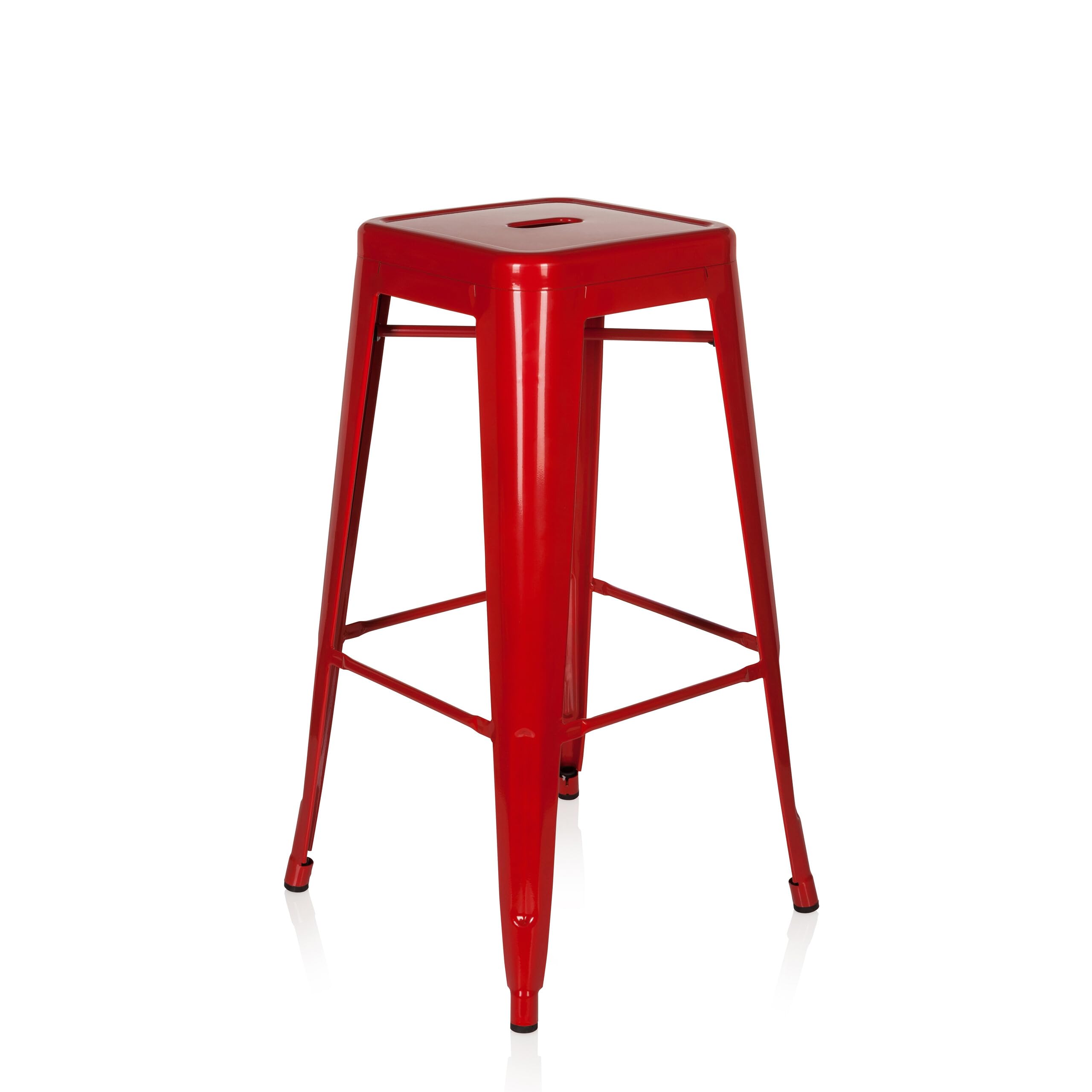 hjh OFFICE 645011 Taburete de Bar VANTAGGIO High Metal Rojo, apilable, Acero Estable, Industrial Style