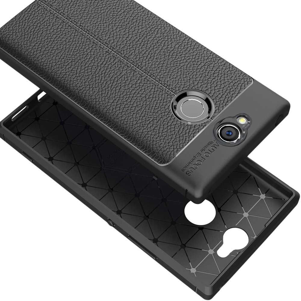 EbestStar Handyhülle Für Sony Xperia XA2 Ultra – Lederlook TPU Case, Schwarz, Stoßfest & Leicht