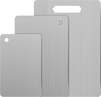 3 PCS Stainless Steel Cutting Boards for Kitchen, 304 Metal Non Stick Small Chopping Board Set, Dishwasher Safe & Warp Proof (13.4 x 9, 11.8 x 7.9, 9.4 x 5.9 in)