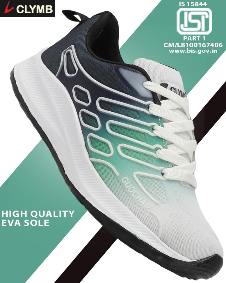 Image of CLYMB Mens Sports Shoes Perfact for Gym Running Training (Color: Green)