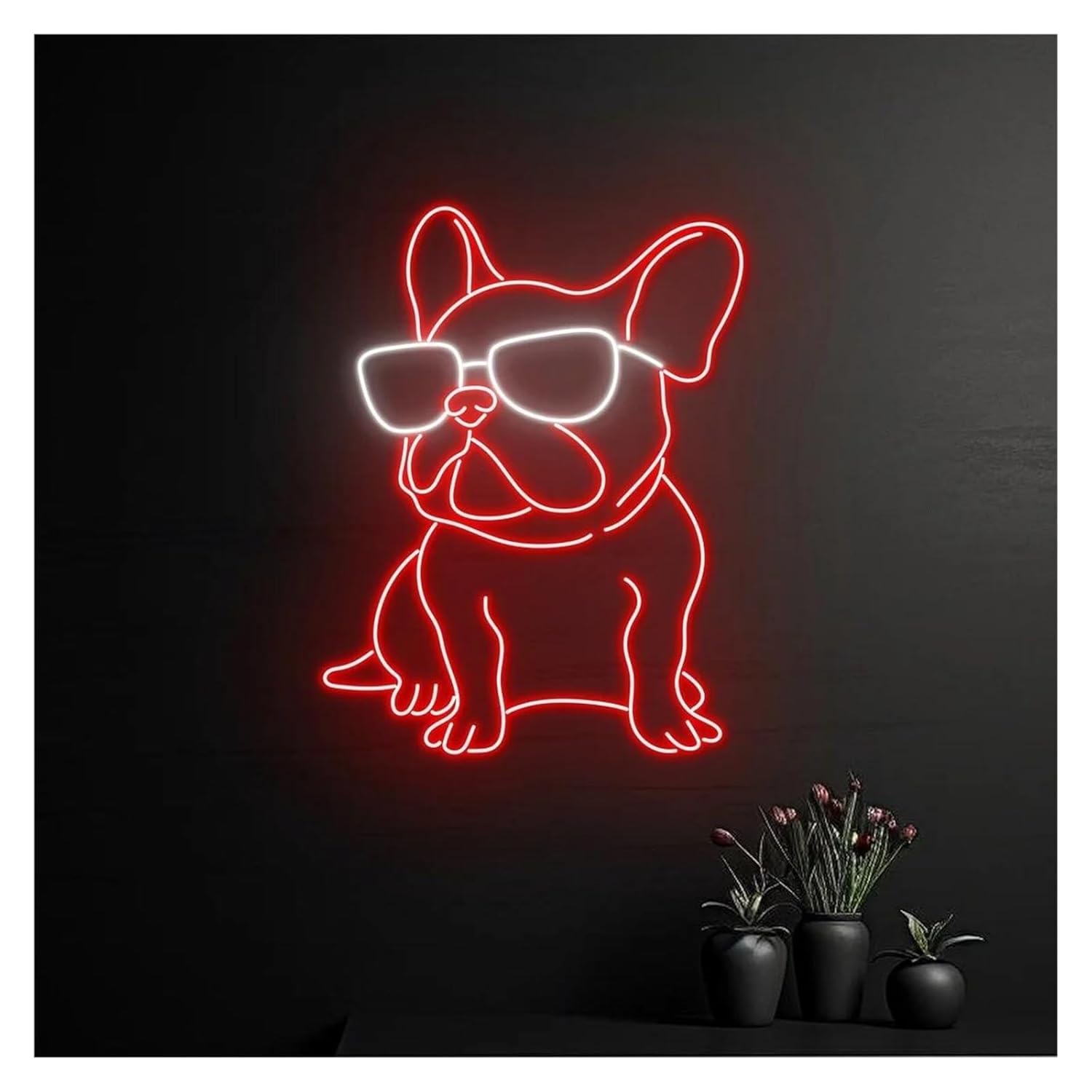 ネオンサイン LED ネオンサイン フレンチブルドッグ グラス パーティー ゲームルーム 寝室 バー ペットテーマ スペース 装飾