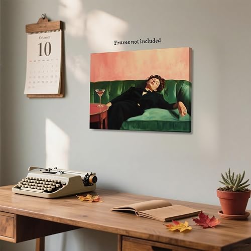 Miniatura 6 de Ripiyome Póster vintage de mujer en el sofá con Martini, lienzo victoriano y funky para pared, pintura al óleo estética de moda, impresión ecléctica