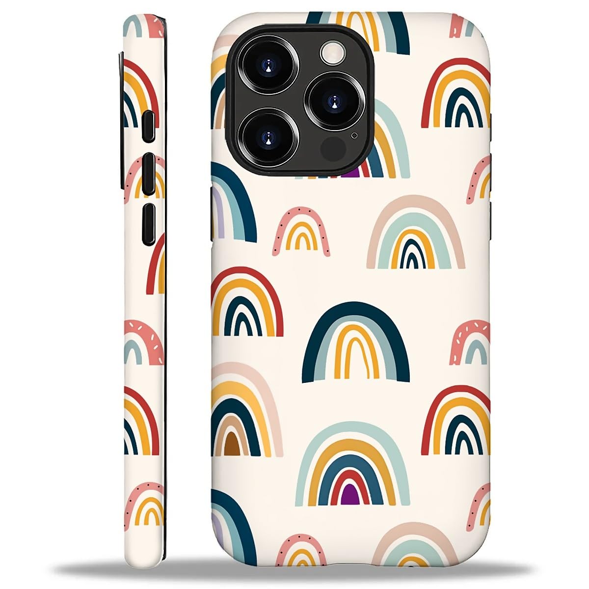 ZHEGAILIAN Compatible with iPhone 16 Pro Case,Cute Rainbows Case for iPhone 16 Pro 2 in 1 Silicone Mixed Hard Pc,Durable Shock-Proof Protection