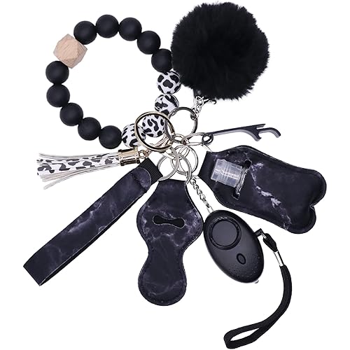 CHPITOS Keychains Set for Women Protection, 9PCS Bead Keychain Bracelet Full Set, Self Protection Key Ring Set