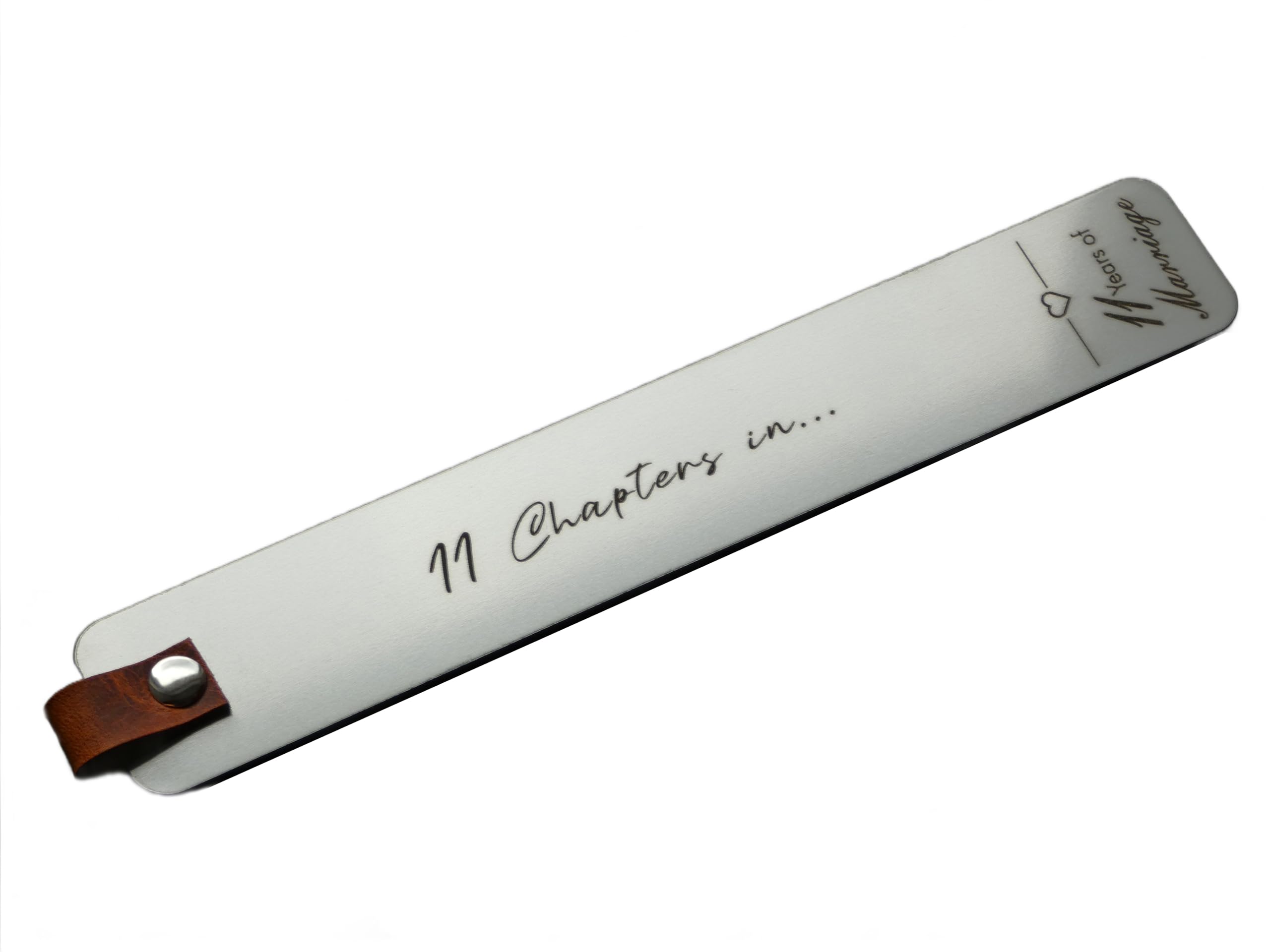 Engraved Steel Bookmark, 11 Years of Marriage 11th Wedding Anniversary Gift (11 Chapters in)