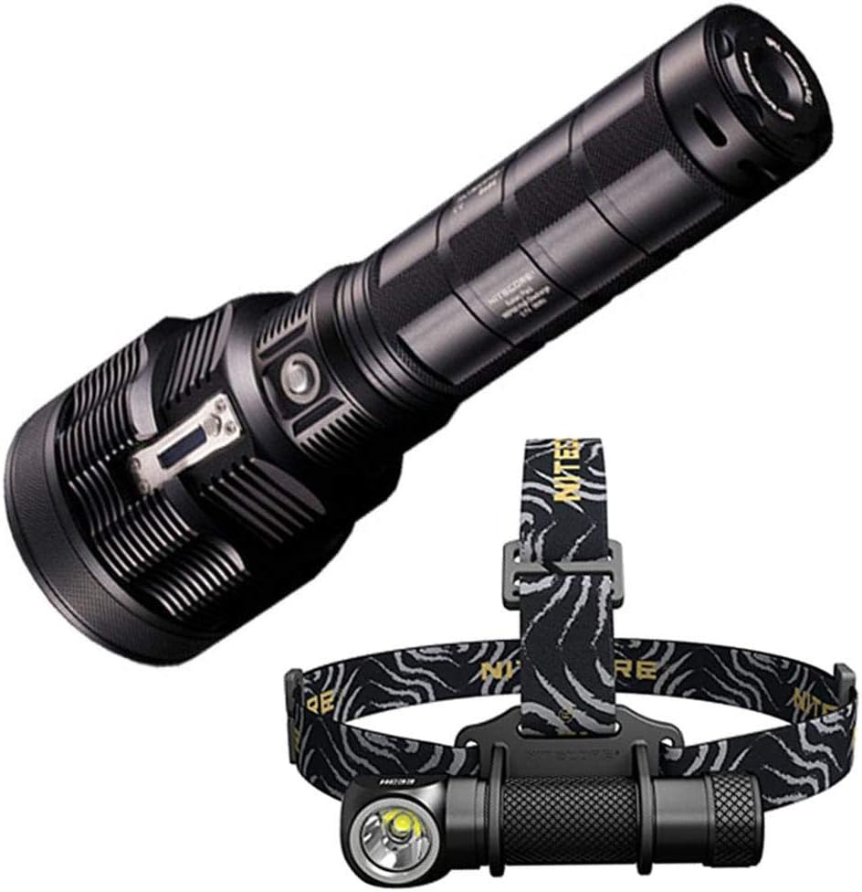 Outdoor Value Pack: Nitecore TM38 Searchlight & HC33 Headlamp -Both can be Recharged on the go or at home