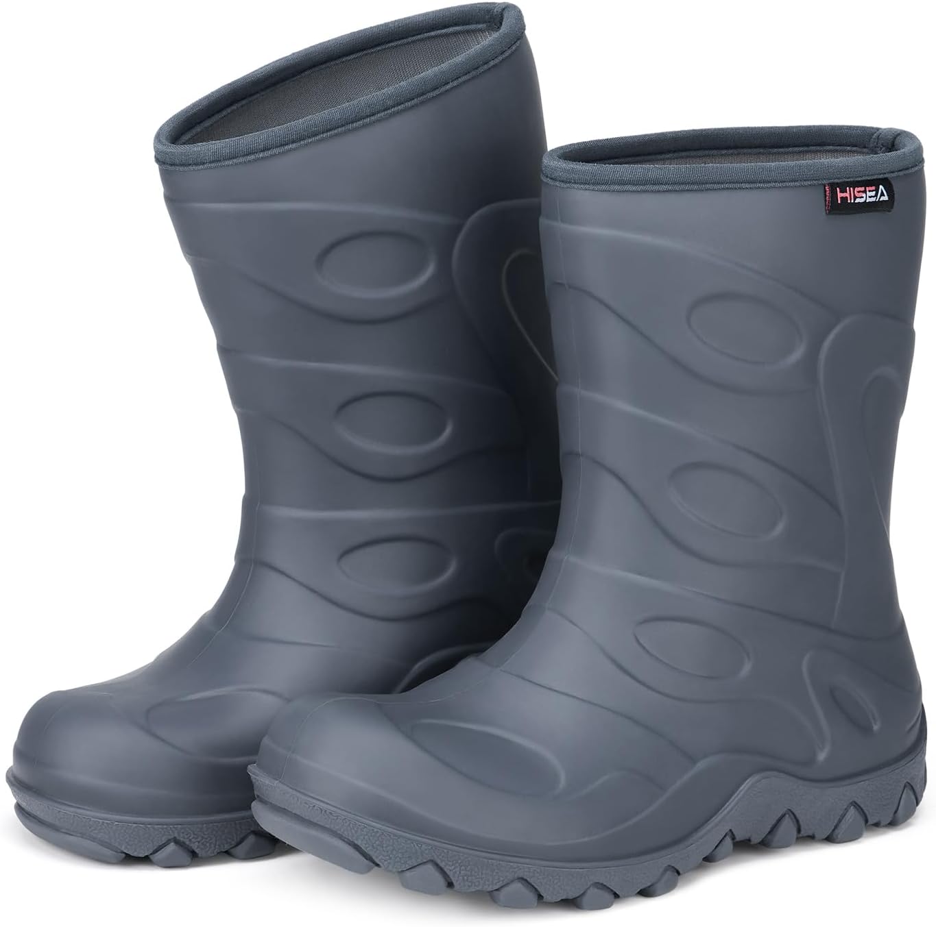 HISEA Kids Rain Boots for Boys Girls, Waterproof Insulated Easy-on Toddler Rubber Boots, Lightweight Seamless Wide Mud Boot with Non-Slip Outsole for Outdoor Playing