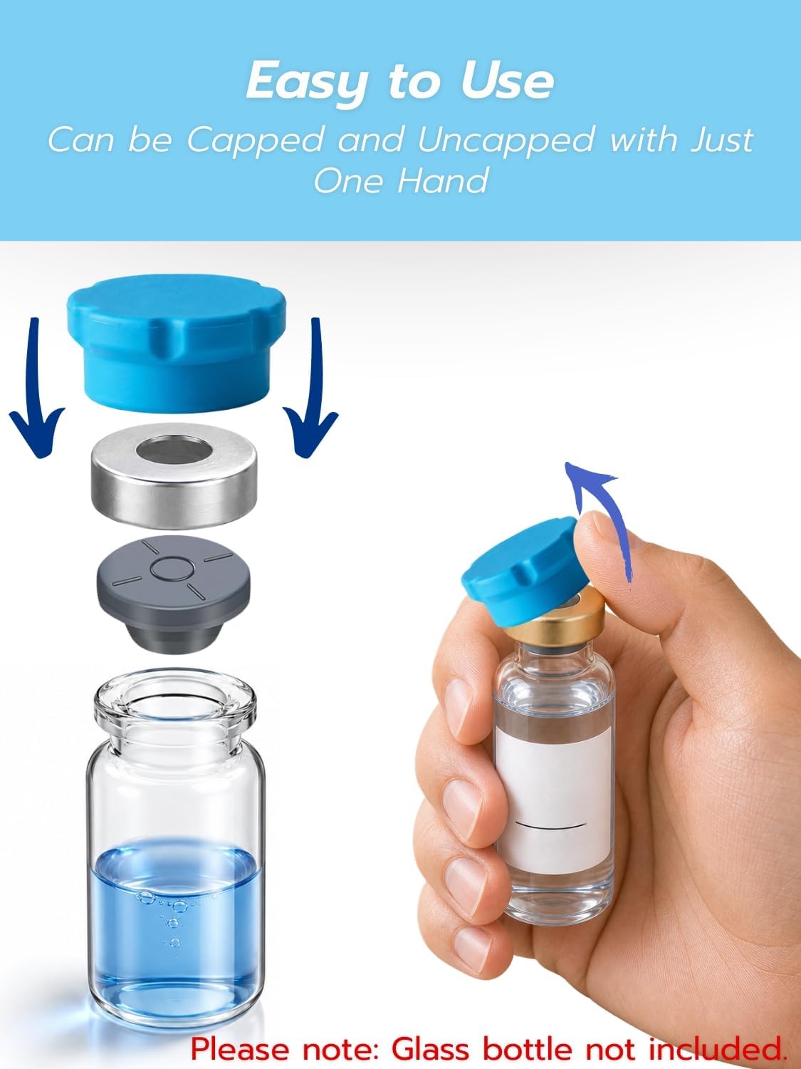 10ml & 30ml Vial Caps, Silicone Peptide Vial Covers, 5+10 Pcs