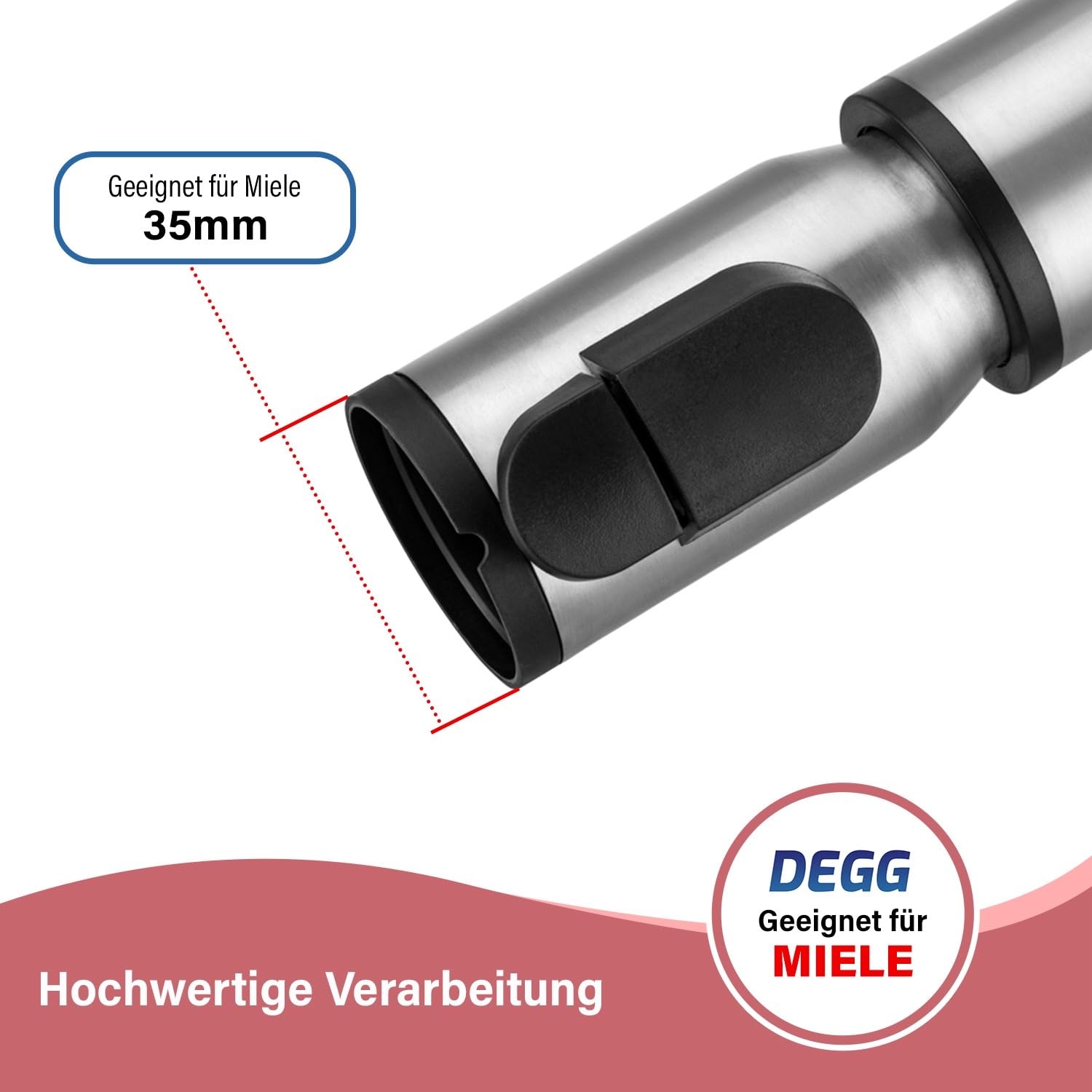 DEGG Teleskoprohr - Kompatibel mit Miele Staubsauger 35mm mit Klicksystem, Edelstahl Teleskopstange Teleskopstab für Classic C1, Complete C2 & C3, Guard S1, M1 & L1 Staubsaugerrohr Saugrohr