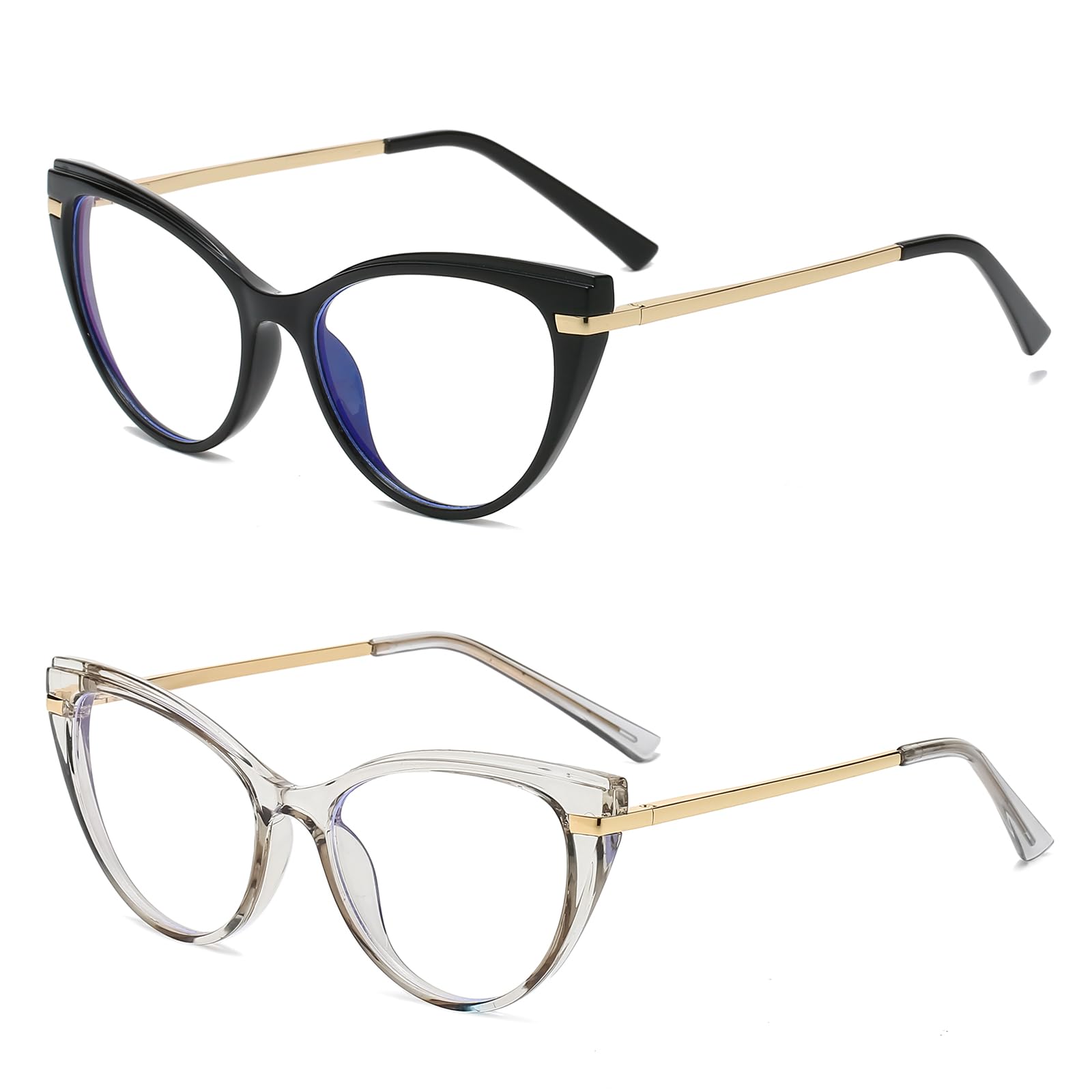 LJCZKA Blue Light Blocking Glasses Women Anti Eye satrain Computer Cat eye Eyeglasses Cateye Clear Frame