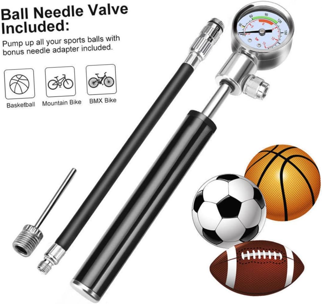 SUPVOX Portable Bike Tire Pump High Pump for Bike Air Gauge Tire Pressure USA French Nozzles Inflator for Bicycles Sports Ball