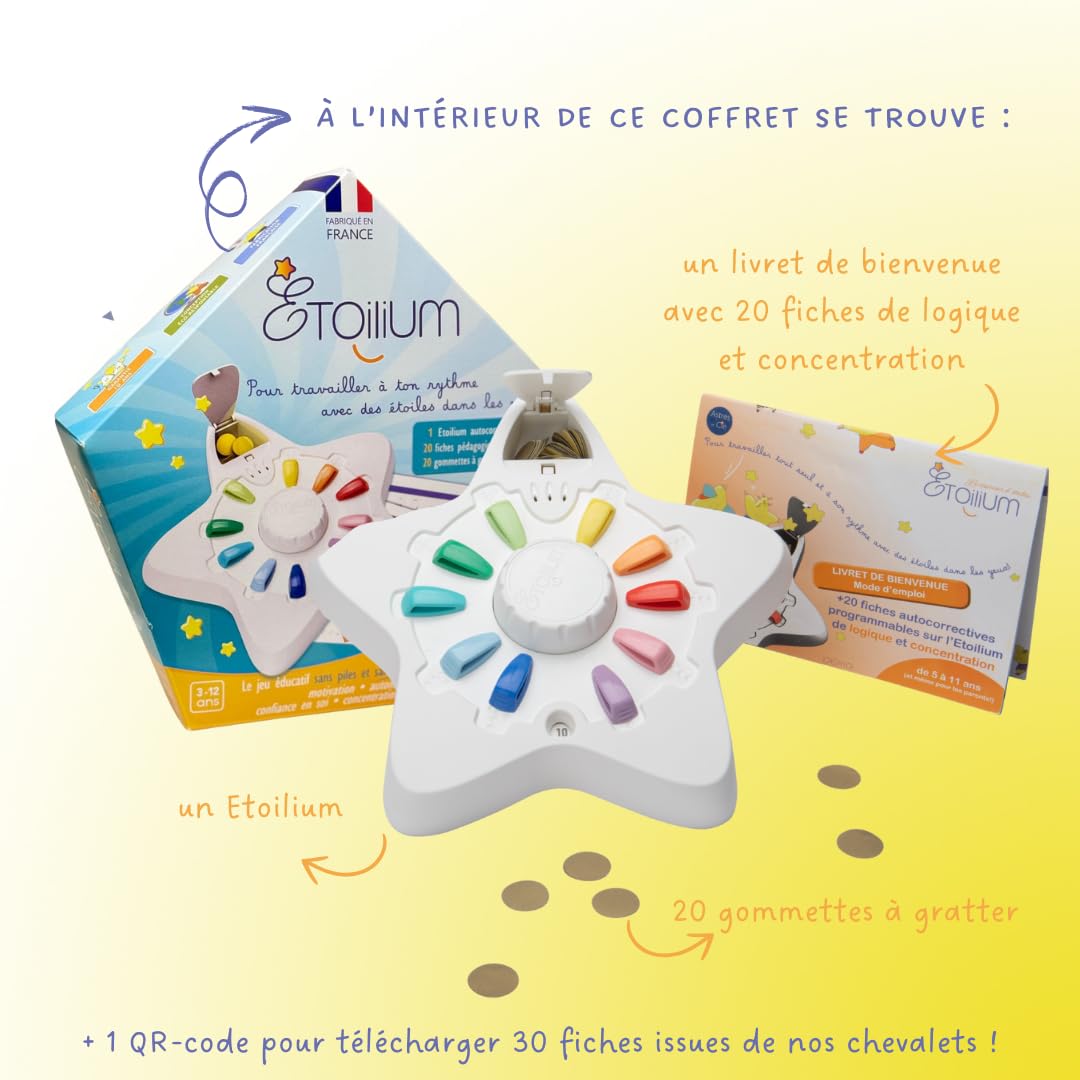 Chevalet ETOILIUM - Jeu Éducatif 100 Fiches Autocorrectives - Logique Et Concentration - 6-11 Ans - Conforme Éducation Nationale