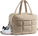 BAGSMART Small Gym Bag for Women, 23L Carry on Travel Duffle, Water-Resistant Dance Bag with Shoe Compartment, Desert