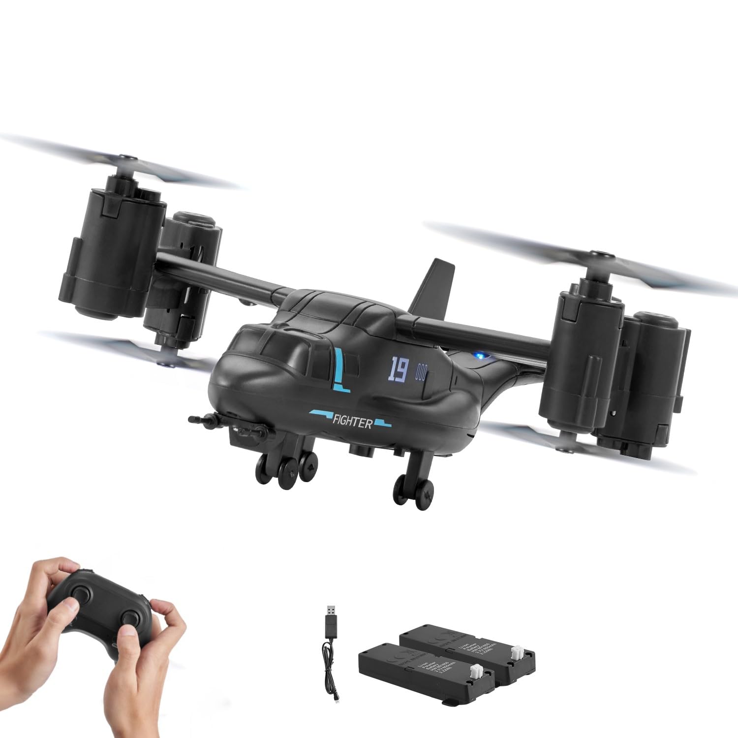 VEVOR RC Helicopter, 2.4GHz Remote Control Helicopter with Gyro, 4-Channel RC Airplane for Beginner, Wing Lights & One-Key Takeoff/Landing, Flying Plane Toys for Kids Ages 8 and up