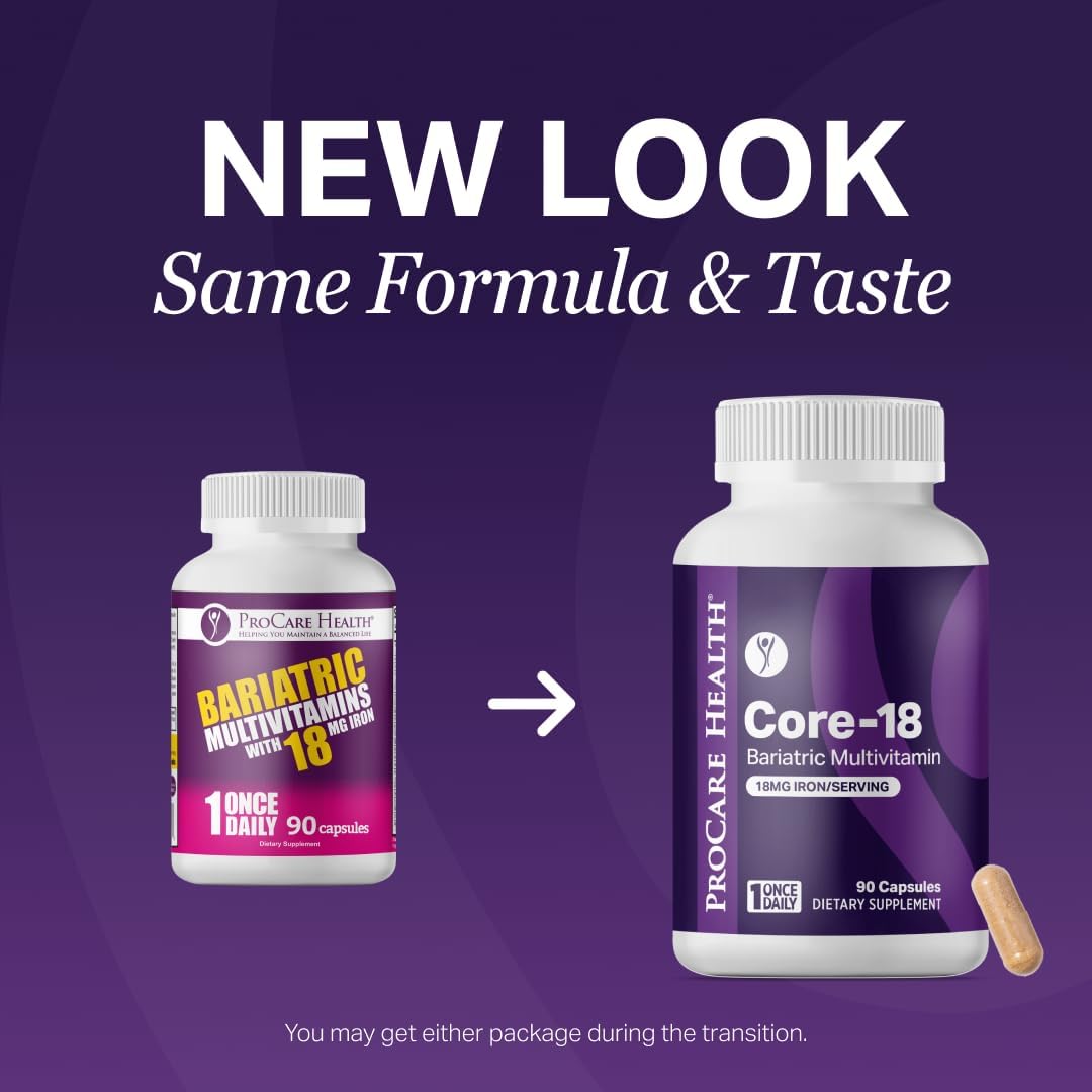 ProCare Health Core-18 Bariatric Multivitamin | 18mg Iron | Capsule | 30ct image 2