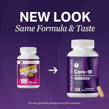 ProCare Health Bariatric Multivitamin with Iron 18mg (30 Easy to Swallow Capsules) - Post Op Bariatric Vitamins for Gastric Bypass Pills - Must Haves for Sleeve Patients (1 Month Supply)