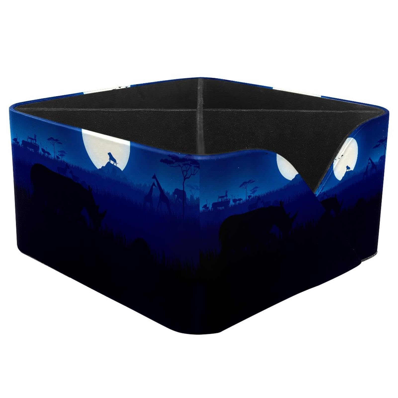 KengjuTesu African Animal Forest Desktop Organizer Pen Holder, Rectangular Pencil Cup for Office, Study and Makeup Stations