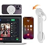 Magnetic Laptop Phone Holder, Adjustable Continuity Camera Mount Compatible with MagSafe & for iOS 16 / macOS Ventura, Slim Portable Computer Expansion Bracket for Smartphone, Silver