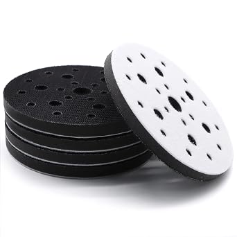 5 Pack 6 Inch 25 Holes Hook and Loop Interface Pads for Orbital Sander