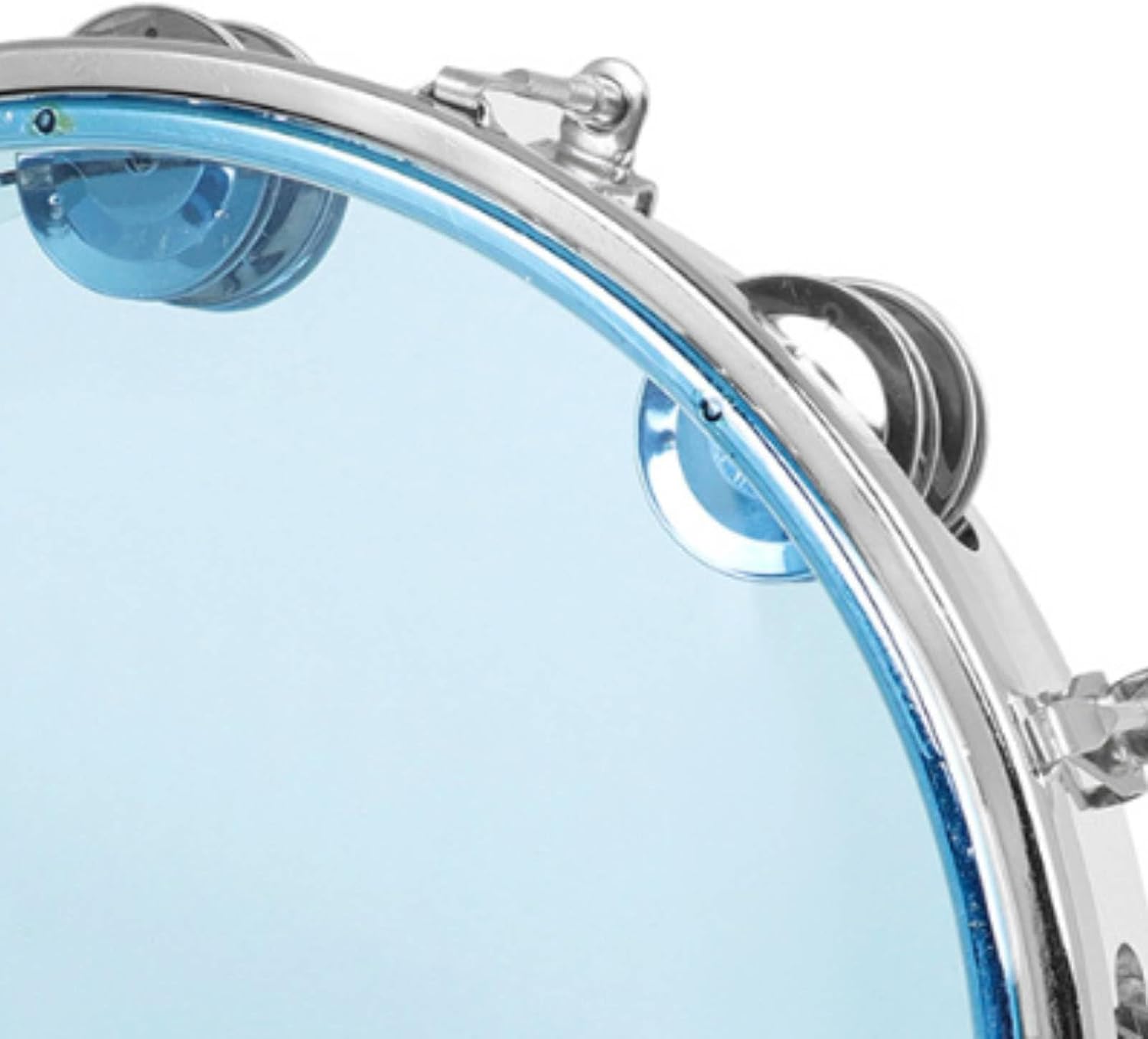 Double Row Chime Tambourine Crisp Sound 10 Inch Tambourine Stainless Steel Jingling Discs Tunable Hand Percussion Drum for Artists, Beginners, Blue