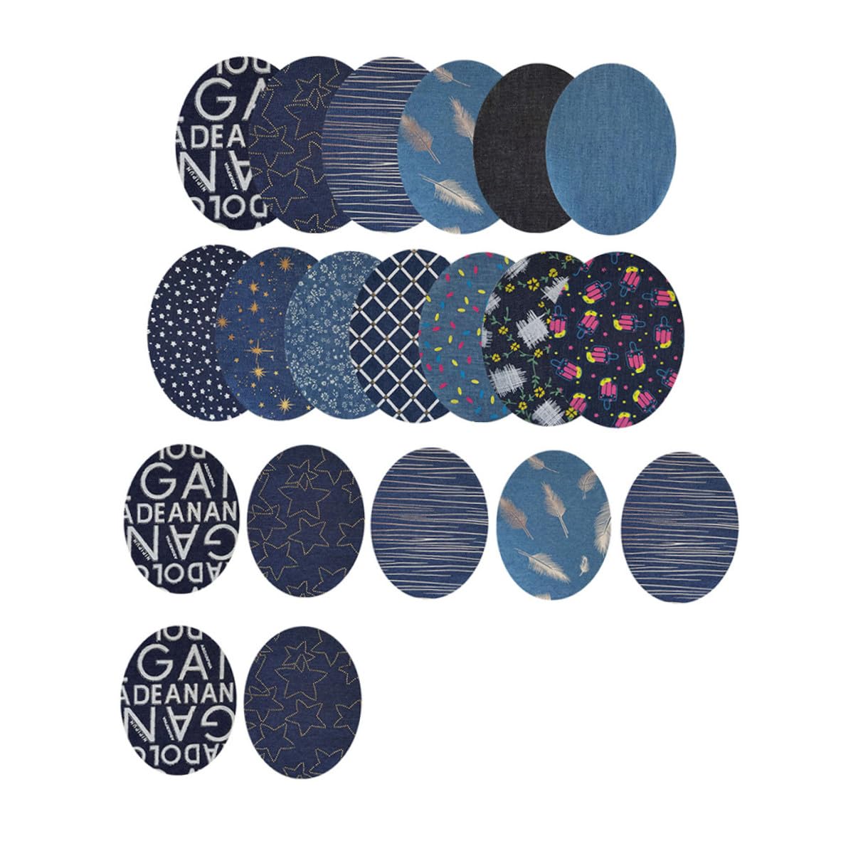 Gadpiparty 3 Sätze Jeans Patches Gedruckte Denim Aufnäher Für Diy Reparaturen Und Dekoration Zufällige Farben Stoffflicken Zum Aufbügeln Für Kleidung Taschen Und 20 Stück * 3