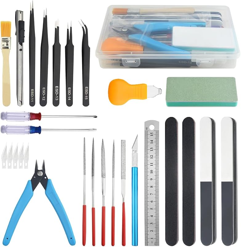 29 PCS Model Tools Kit Modeler Basic Tools Hobby Building Tools Craft Set for Cars, Airplanes, Buildings, Robots Gundam Plastic Models Building Repairing and Fixing