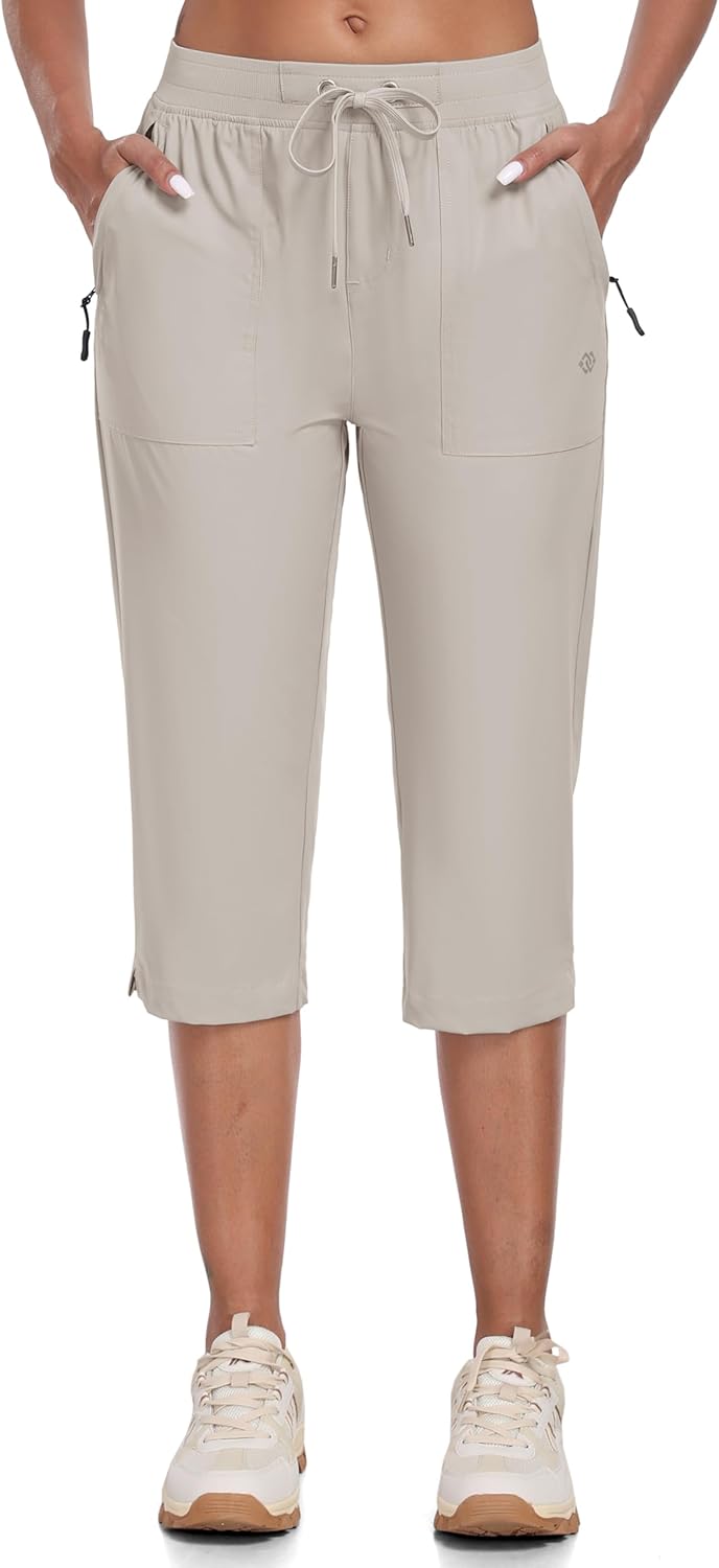 MoFiz Women Capri Pants Lightweight with Zipper Pockets - Image 3
