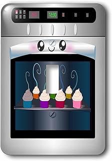 3dRose lsp_58309_1 Cute Kawaii Happy Smiling Oven Filled with Baking Cupcakes-for Chefs Foodies and Cooking Fans Single Toggle Switch