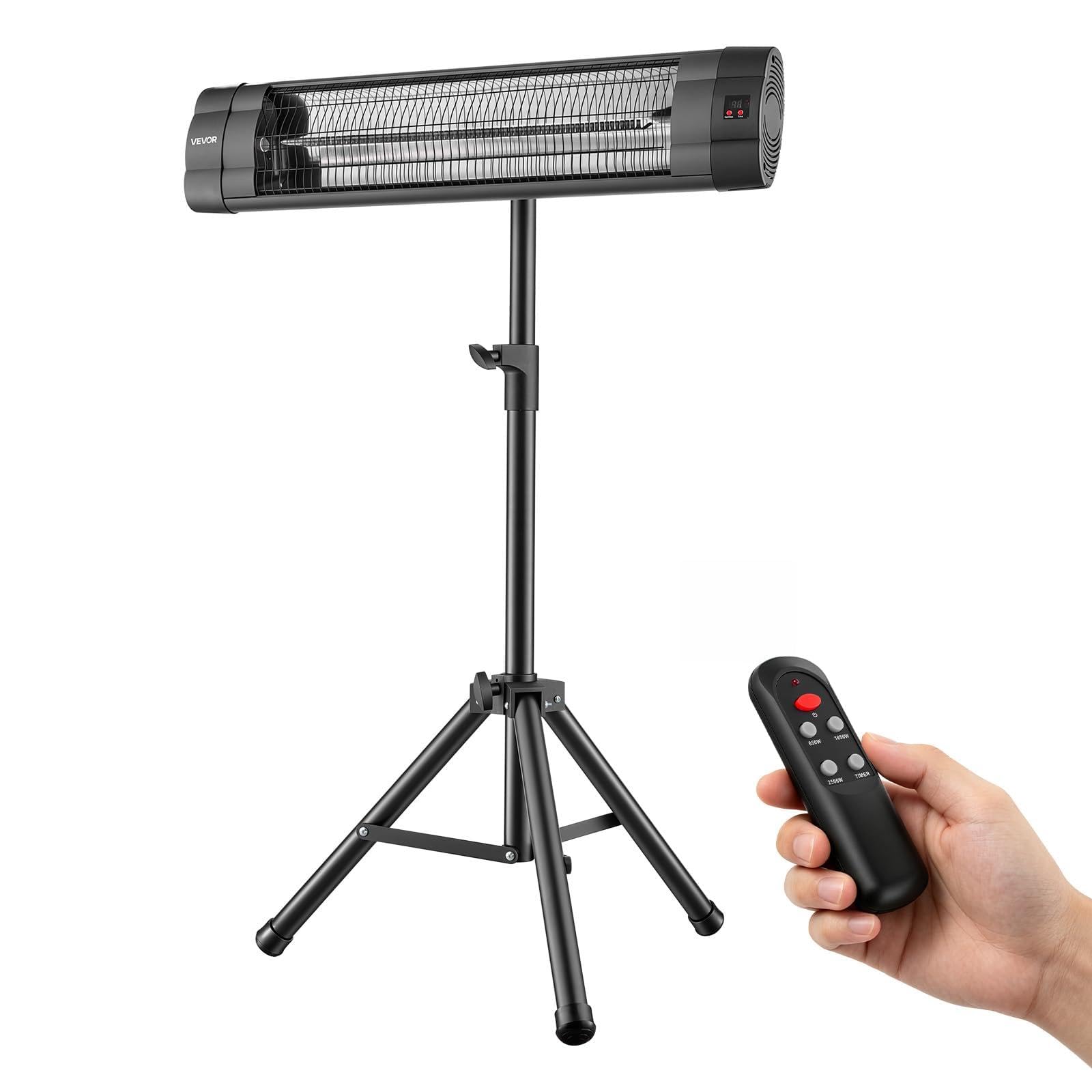 VEVOR Riscaldatore a Infrarossi 2500 W Treppiede e Telecomando da Esterno