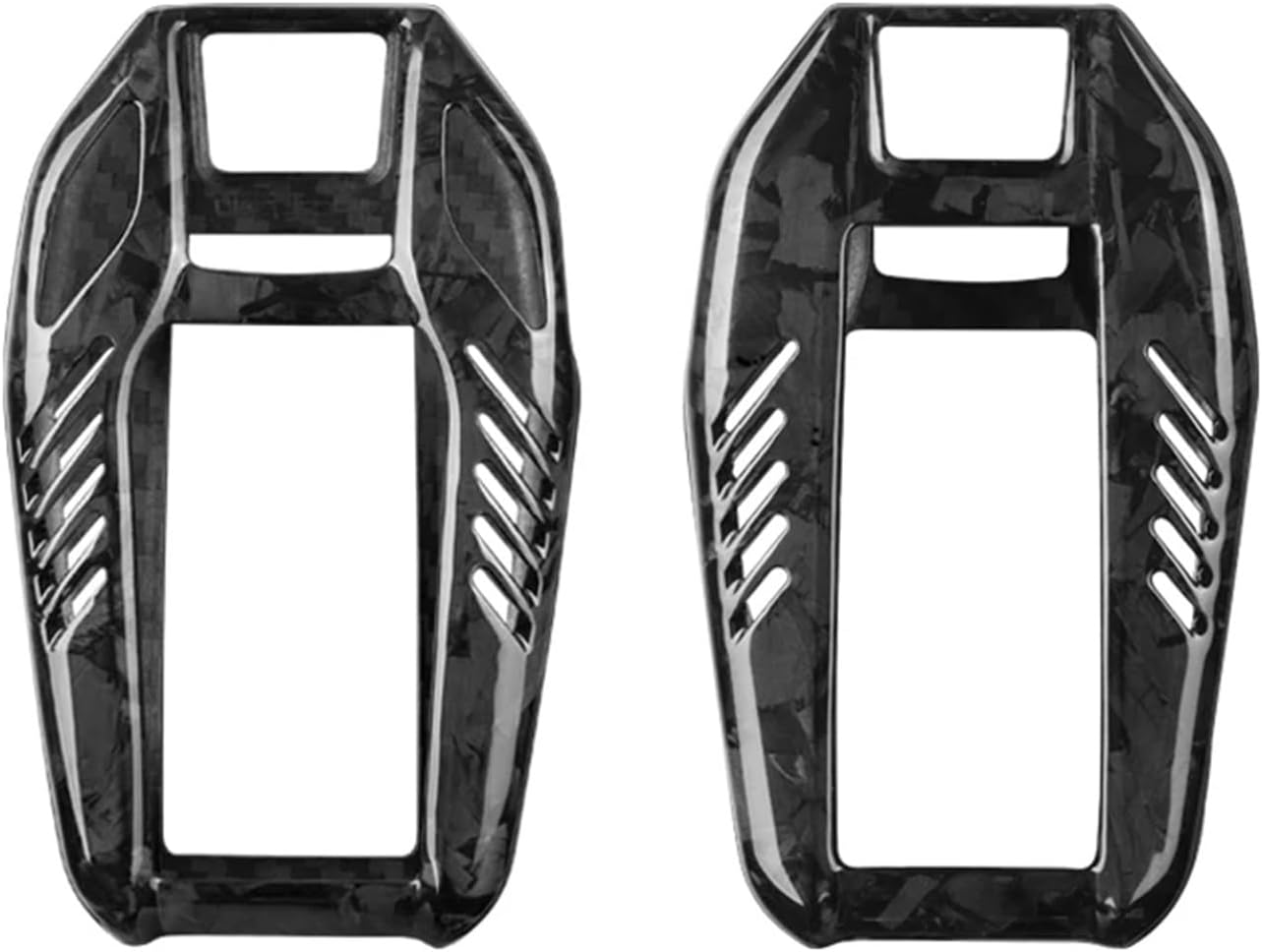 Carbon Fiber Key Fob Cover Compatible For BMW 5 6 GT 7 730Li 740 740Li 750Li 760Li I8 X3 X4 X5 X6 X7 Smart Display LCD Screen Protective(CUT FORGED BLACK)
