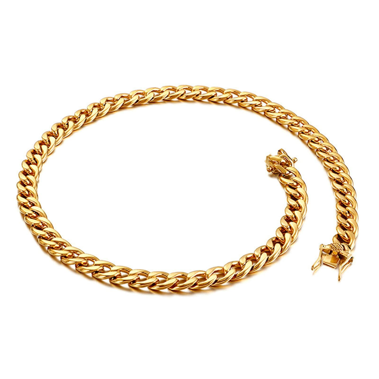 Naszyjnik Łańcuszek ze stali nierdzewnej, bez wisiorka, damski, 50 cm do 76 cm, hip hop, męski łańcuszek o szerokości 10 mm, srebrny, 10mm-60cm, No Gemstone