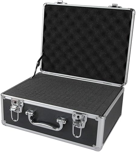 Caja de herramientas Caja de herramientas Caja de herramientas de aluminio - Estuche de transporte de espuma negra Maletín Caja de herramientas Caja