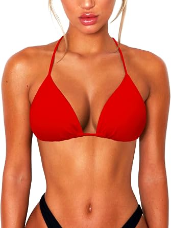 OZICERD String Bikini Tops for Women Bathing Suit Swim Tops Sexy Triangle Bikini Top Black