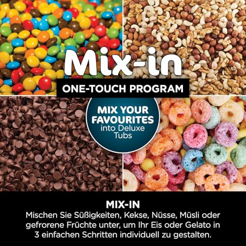 Ninja CREAMi Deluxe Eismaschine mit 2 Behältern, 10 Funktionen, Dessert & Ice Cream Maker für Eiscreme, Sorbet, Frozen Joghurt, Milchshakes, Slushi, 2-in-1 Geschmacksoption, Stone Gold, NC502EUSTGD