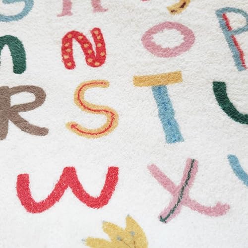 Miniatura 5 de ABC - Alfombra redonda de aprendizaje educativo para niños, 3.3 pies, alfombra mullida de lana sintética con alfabeto para bebé, centro de