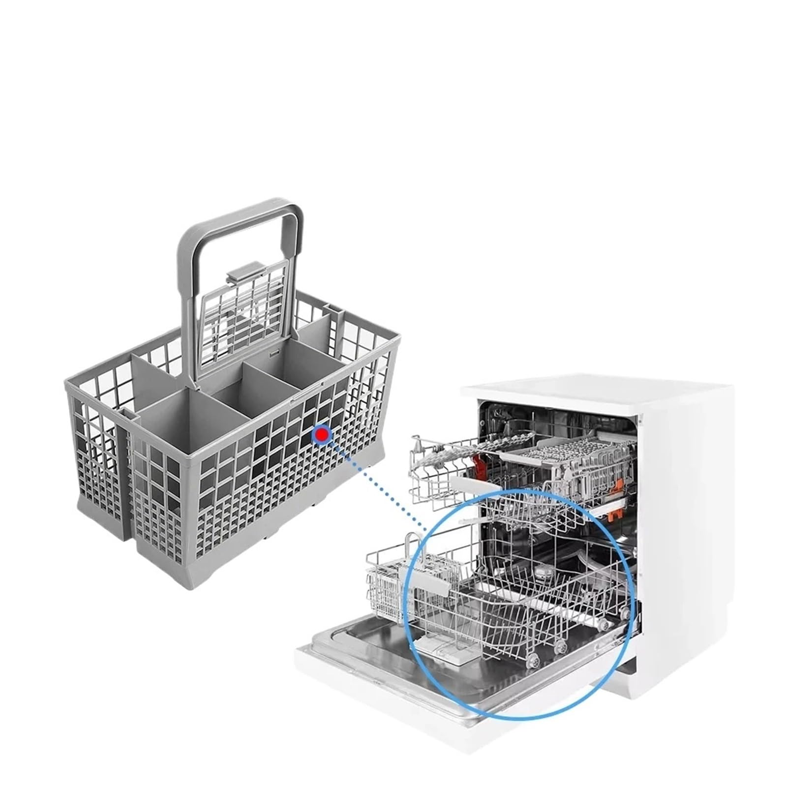 Compatible con Whirlpool, cesta for cubiertos plegable for lavavajillas.