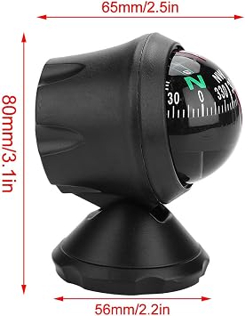 Black Car Compass, Digital Ball Adjustable Marine Compass, Night View Vehicles and Navigation for Boat Car Truck to Find Direction