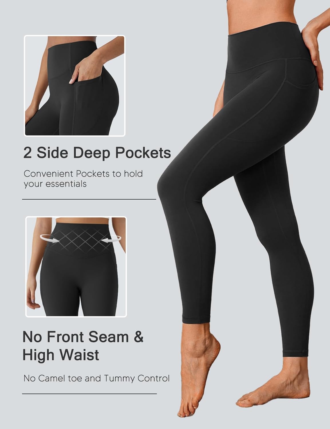 Sogetdo Yoga Leggings with Pockets Women Scrunch Butt Lifting High Waisted Buttery Soft 7/8 Length Workout Gym Pants - Image 2