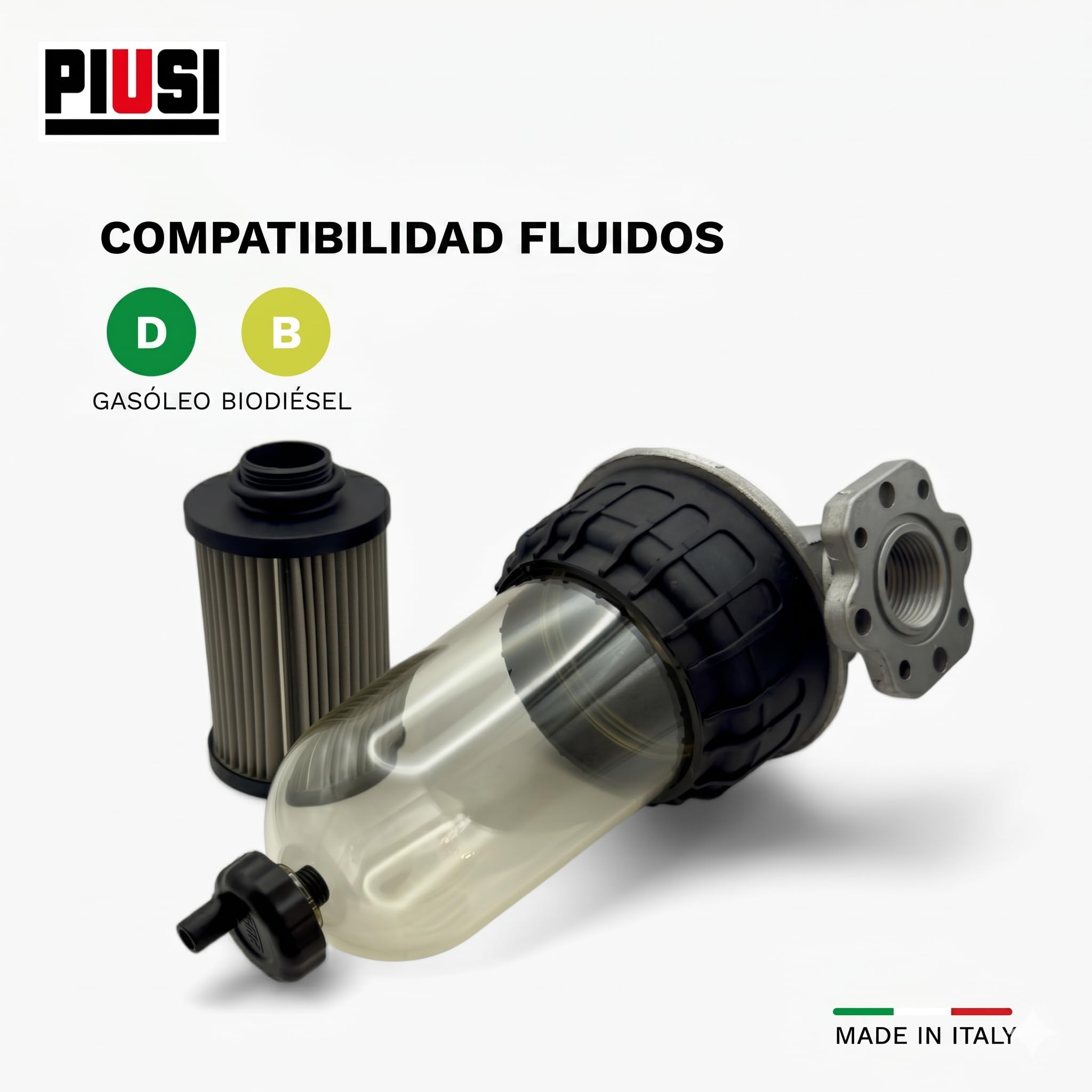 PIUSI Filtro Combustible Kit Metálico 125 micras | Clear Captor