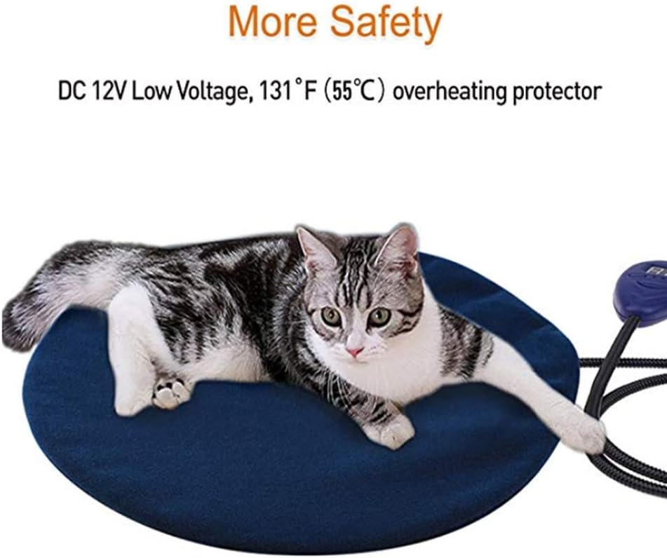 Pet Heating Pad, Dog Cat Electric Heat Pad,Waterproof Adjustable Warming Mat with Chew Resistant Steel Cord, Soft Removable Cover (3030CM),Blue