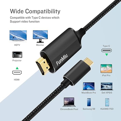 Miniatura 7 de Cable USB C a HDMI, 4K, alta velocidad, cable USB tipo C a HDMI para oficina en casa, compatible con Thunderbolt 34 para MacBook ProAir 2020, iPad