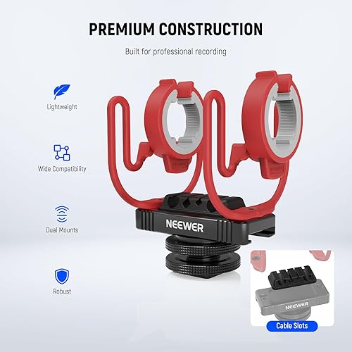 Miniatura 3 de NEEWER Microphone Shock Mount with Cold Shoe, 14" Thread for Camera Cages, Boom Arm Pole Stands, Tripods, Mic Holder Compatible with VM15 Rode NTG