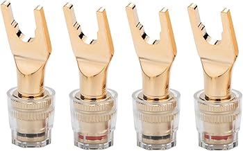 Banana Plug Conversion Connector, 0.2 inch (4 mm), Speaker Cable, Y Lug Terminal, Red and Black, Set of 4 (Y Plug)