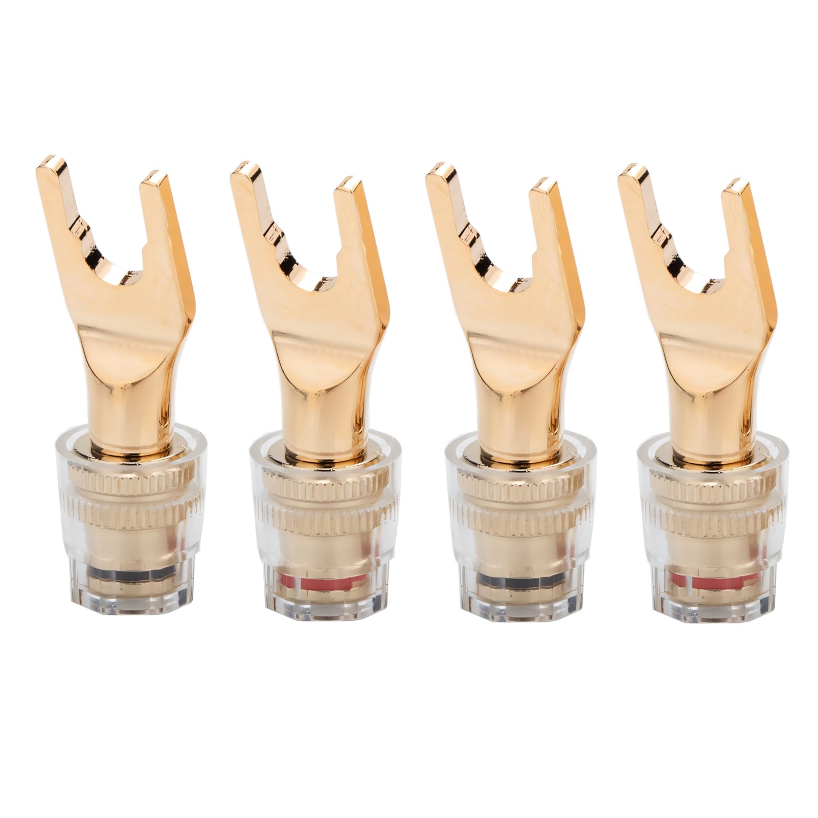 【LCYOUTH】バナナプラグ変換コネクタ 4mm スピーカーケーブル 変換Y 赤黒4個セット (Y型プラグ)