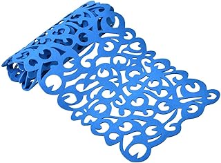 DIYARTS Runner in Feltro con Motivo Floreale Openwork Floral Table Hollow Flower Felt Tovaglia Rettangolare Placemat Vintage Resistente al Calore Pad Copertura Tavolo 40 * 11 Pollici (Blu)