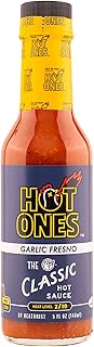 Hot Ones The Classic Garlic Fresno Edition Hot Sauce Made With Natural Ingredients & Bold Flavors From Fresno Chile Peppers & Extra Garlic, 5 fl oz Bottle (1-Pack)