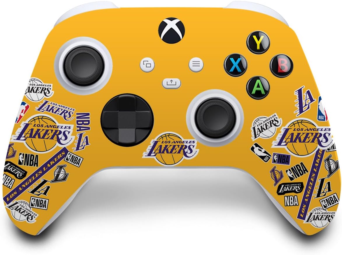 Head Case Designs Officially Licensed NBA Sticker Collage Los Angeles Lakers Vinyl Sticker Gaming Skin Decal Cover Compatible with Xbox Series S Console and Controller Bundle
